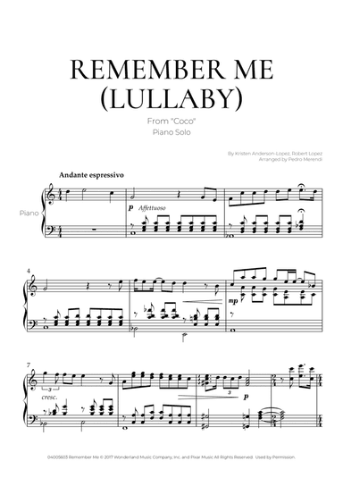 Remember Me (lullaby) (arr. Pedro Merendi)