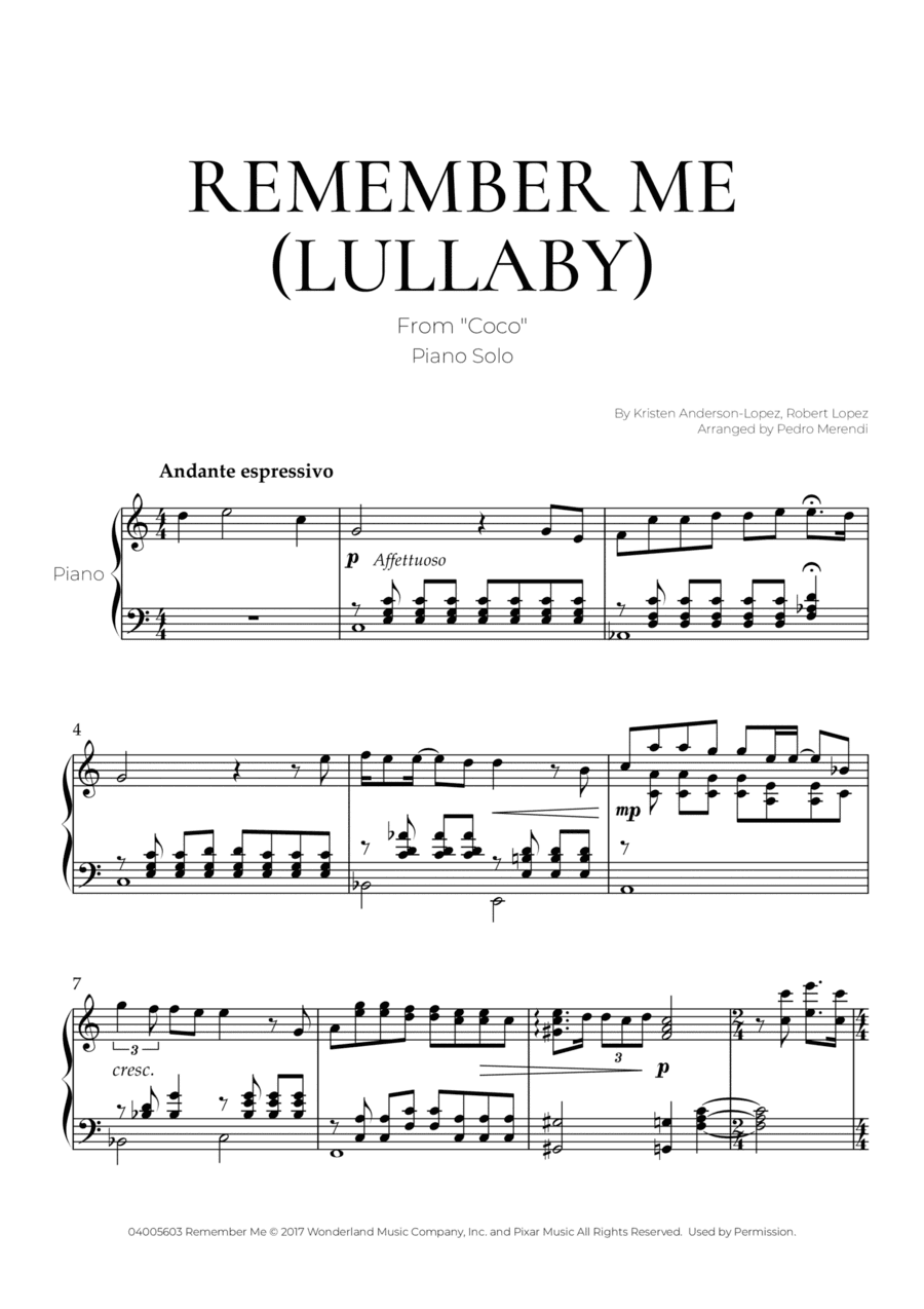 Remember Me (lullaby) (arr. Pedro Merendi)