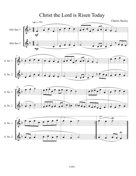 Christ the Lord is Risen Today (alto sax duet) (arr. B. C. Dockery)
