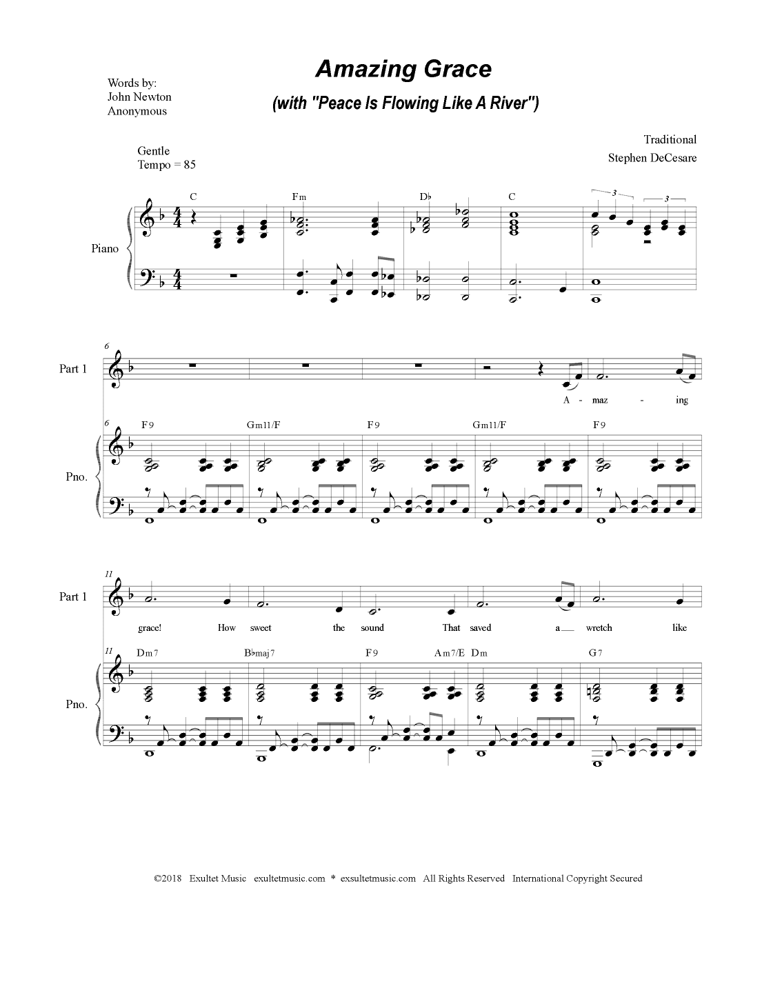 Amazing Grace (with "Peace Is Flowing Like A River") (2-part choir) (arr. Stephen DeCesare)
