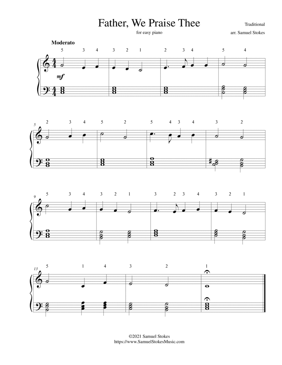 Father, We Praise Thee - for easy piano (arr. Samuel Stokes)