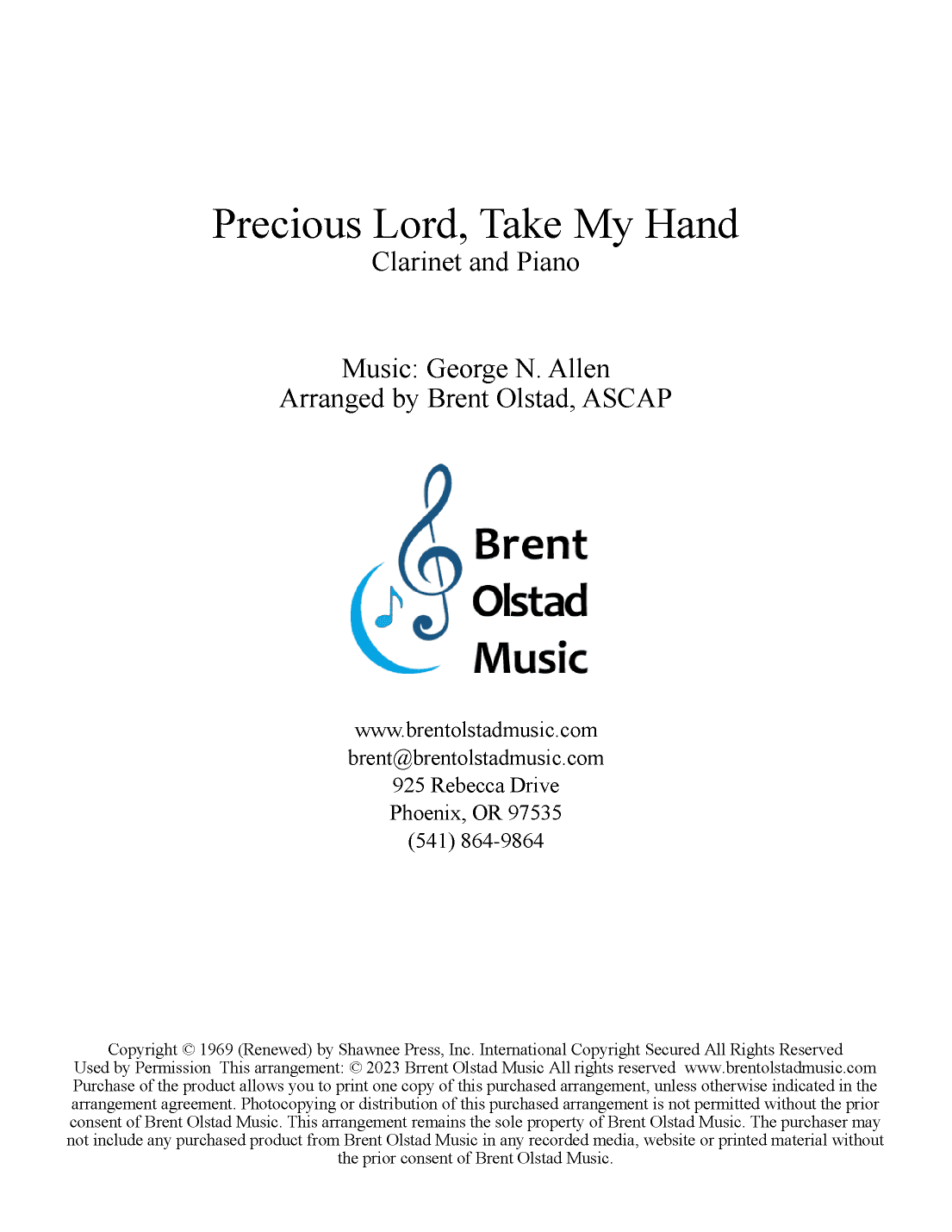 Precious Lord Take My Hand (arr. Brent Olstad, ASCAP)