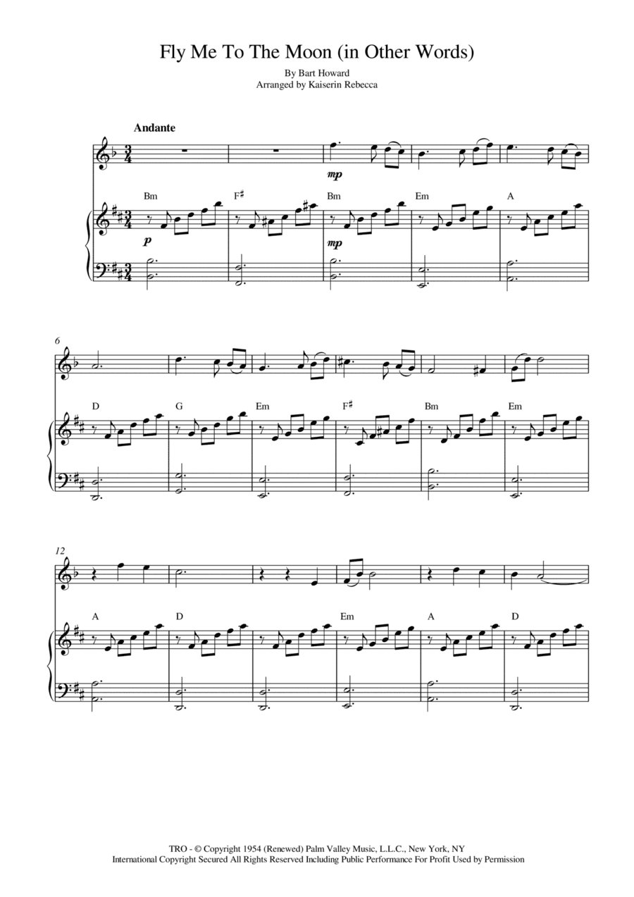 Fly Me To The Moon (in Other Words) (arr. Kaiserin Rebecca)