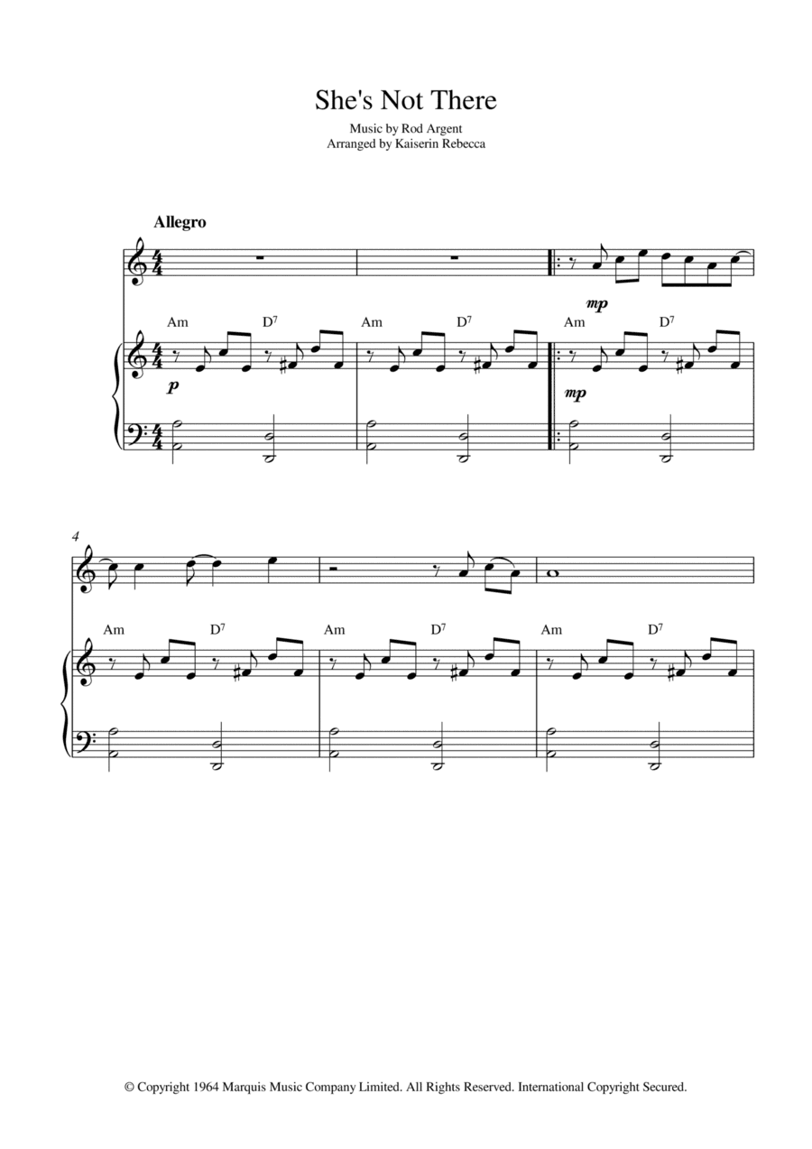 She's Not There (arr. Kaiserin Rebecca)