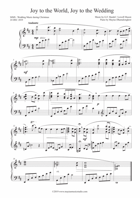 Joy to the World, Joy to the Wedding - Piano Solo by Maytas Dhamalongkrot (arr. Maytas Dhamalongkrot)