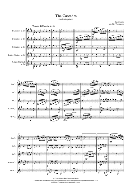 Scott Joplin: "The Cascades" - clarinet quintet (arr. Ray Thompson)