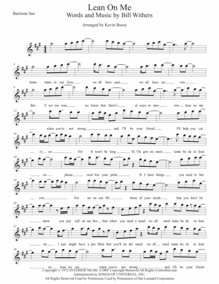 Lean On Me (arr. Kevin Busse)