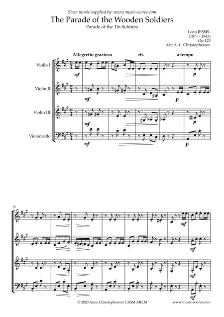 Parade of the Wooden Soldiers - 3 Violins & Cello (arr. Anne L Christopherson GRSM ARCM)
