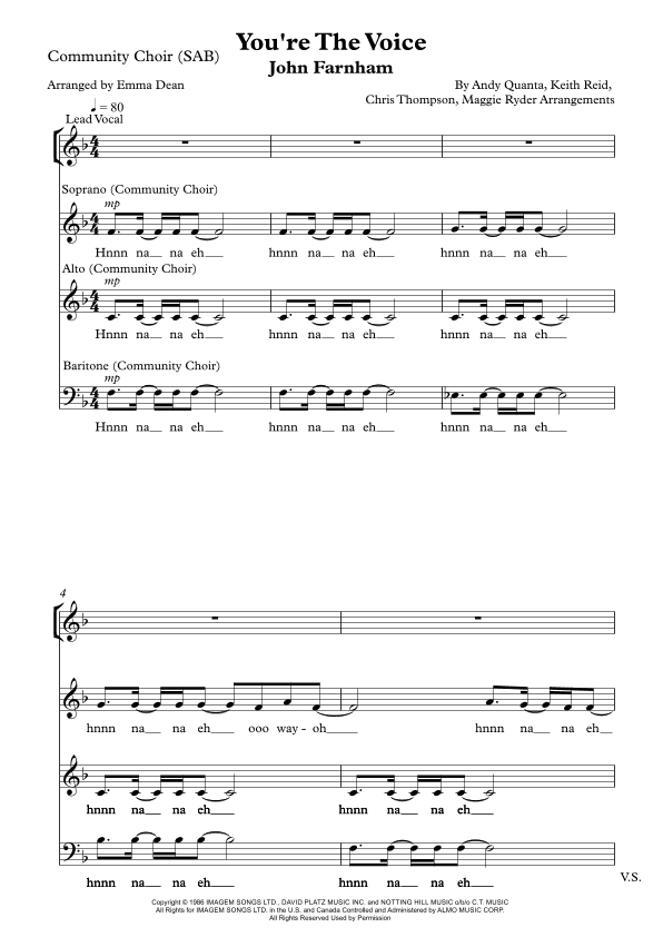 You're The Voice (arr. Emma Dean)