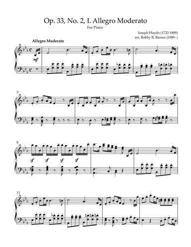 Op. 33, No. 2, I. Allegro Moderato (arr. Bobby R. Barnes)