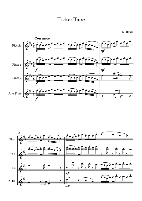 Ticker Tape - Flute Quartet