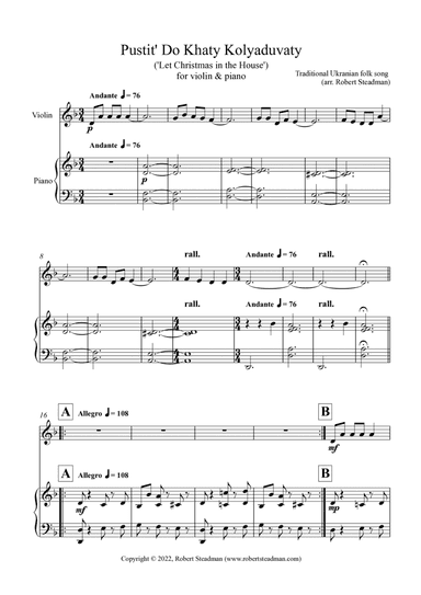 Pustit' Do Khaty Kolyaduvaty (Ukrainian Folk Song) (arr. Robert Steadman)