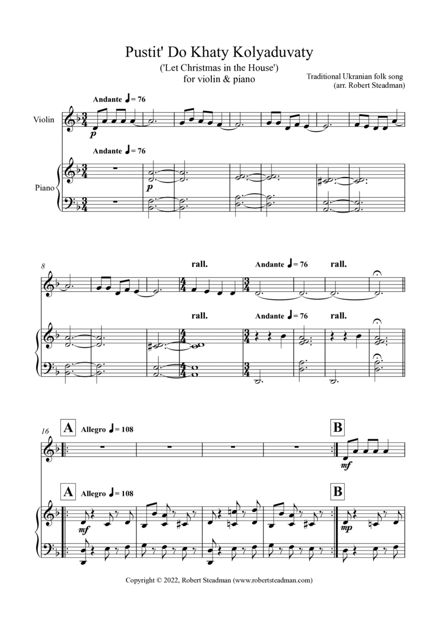 Pustit' Do Khaty Kolyaduvaty (Ukrainian Folk Song) (arr. Robert Steadman)