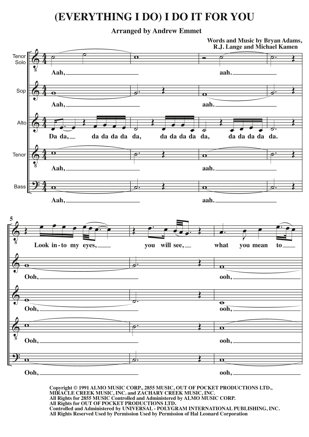 (Everything I Do) I Do It For You (arr. Andrew Emmet)