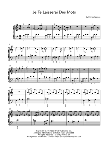 Je Te Laisserai Des Mots (arr. Christina Lopriore)