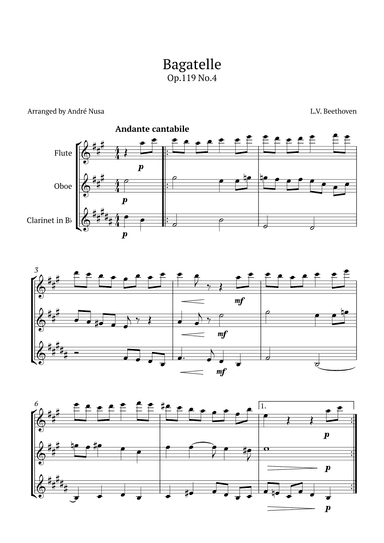 Bagatelle Op.119 No.4 (arr. André Nusa)