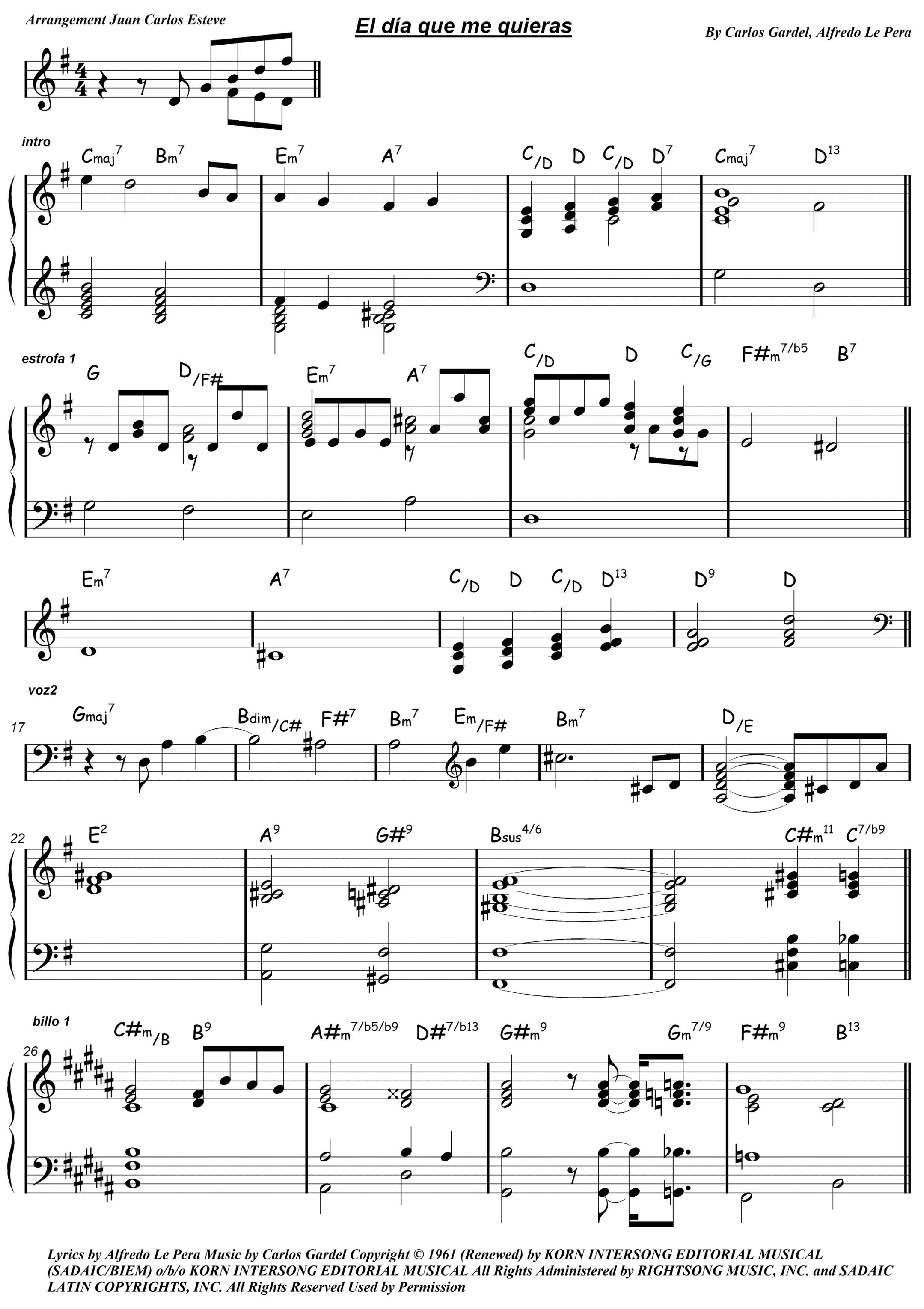 El Dia Que Me Quieras (arr. juan carlos esteve / Gran Coda)