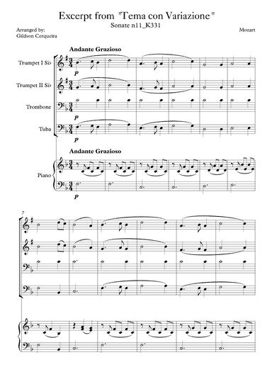 Excerpt from sonate k331 - "Tema con Variazione" (arr. Gildson Cerqueira)