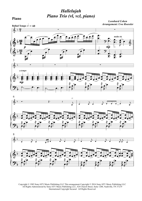 Hallelujah (arr. Uwe Roessler / Rössler / Rassler)