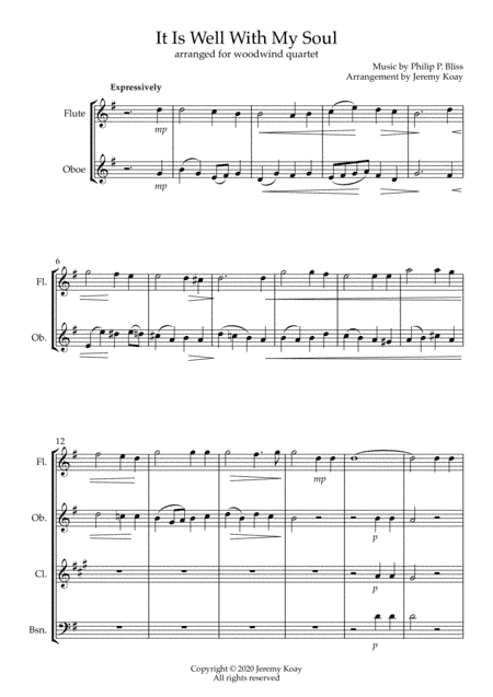 It Is Well With My Soul (Woodwind Quartet) (arr. Jeremy Koay)