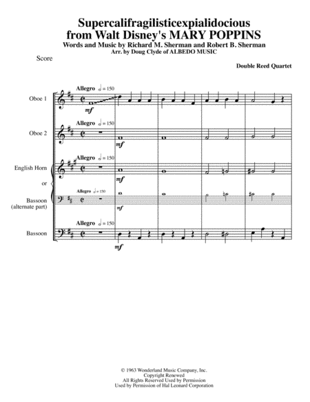 Supercalifragilisticexpialidocious from Walt Disney's MARY POPPINS (arr. Doug Clyde)