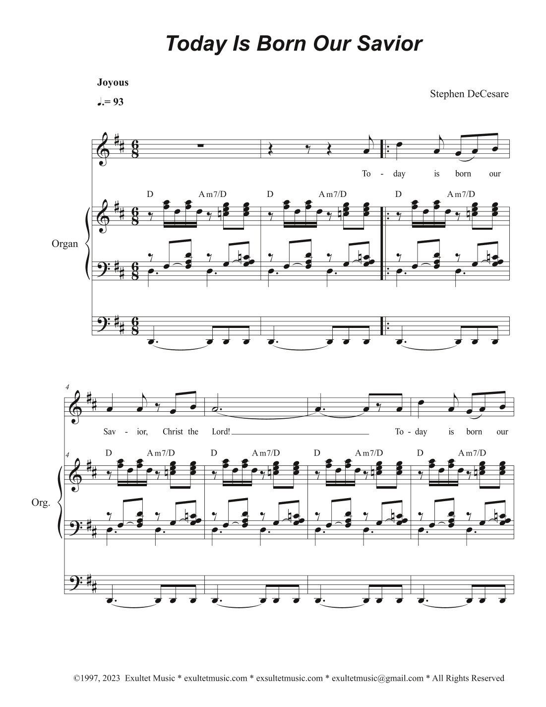 Today Is Born Our Savior (Unison choir)