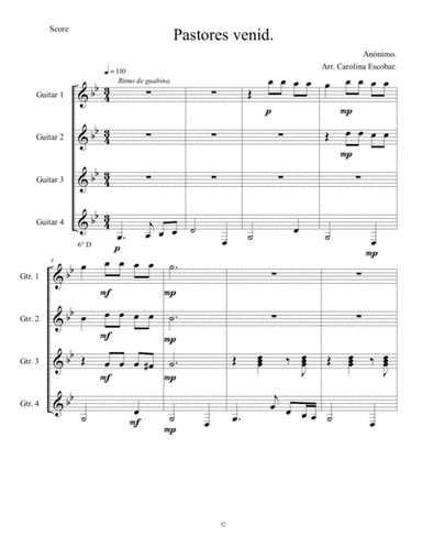 Pastores venid y Antón tiruriru - Cuarteto de guitarra (guitar quartet) (arr. Carolina Escobar)