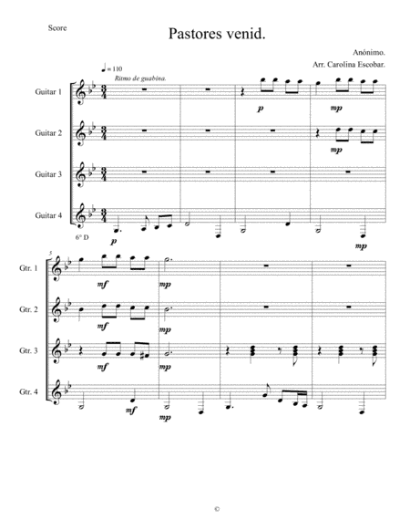 Pastores venid y Antón tiruriru - Cuarteto de guitarra (guitar quartet) (arr. Carolina Escobar)