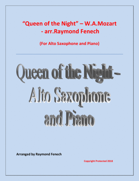 Queen of the Night - From the Magic Flute - Alto Sax and Piano (arr. Raymond Fenech)