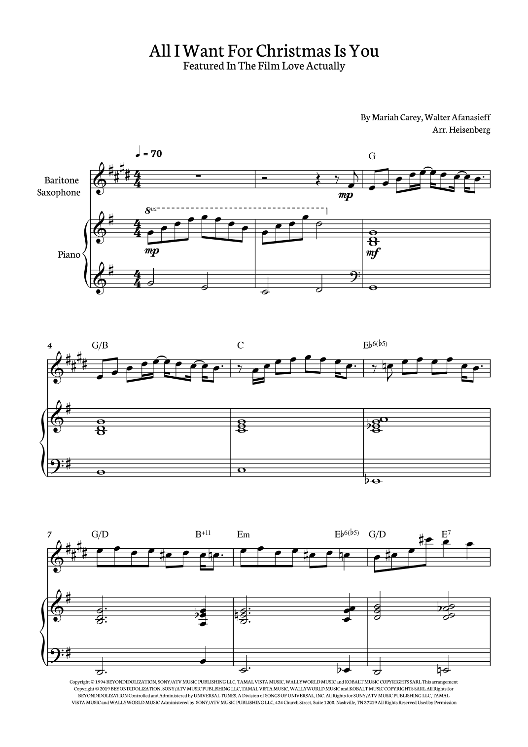 All I Want For Christmas Is You (arr. Heisenberg)