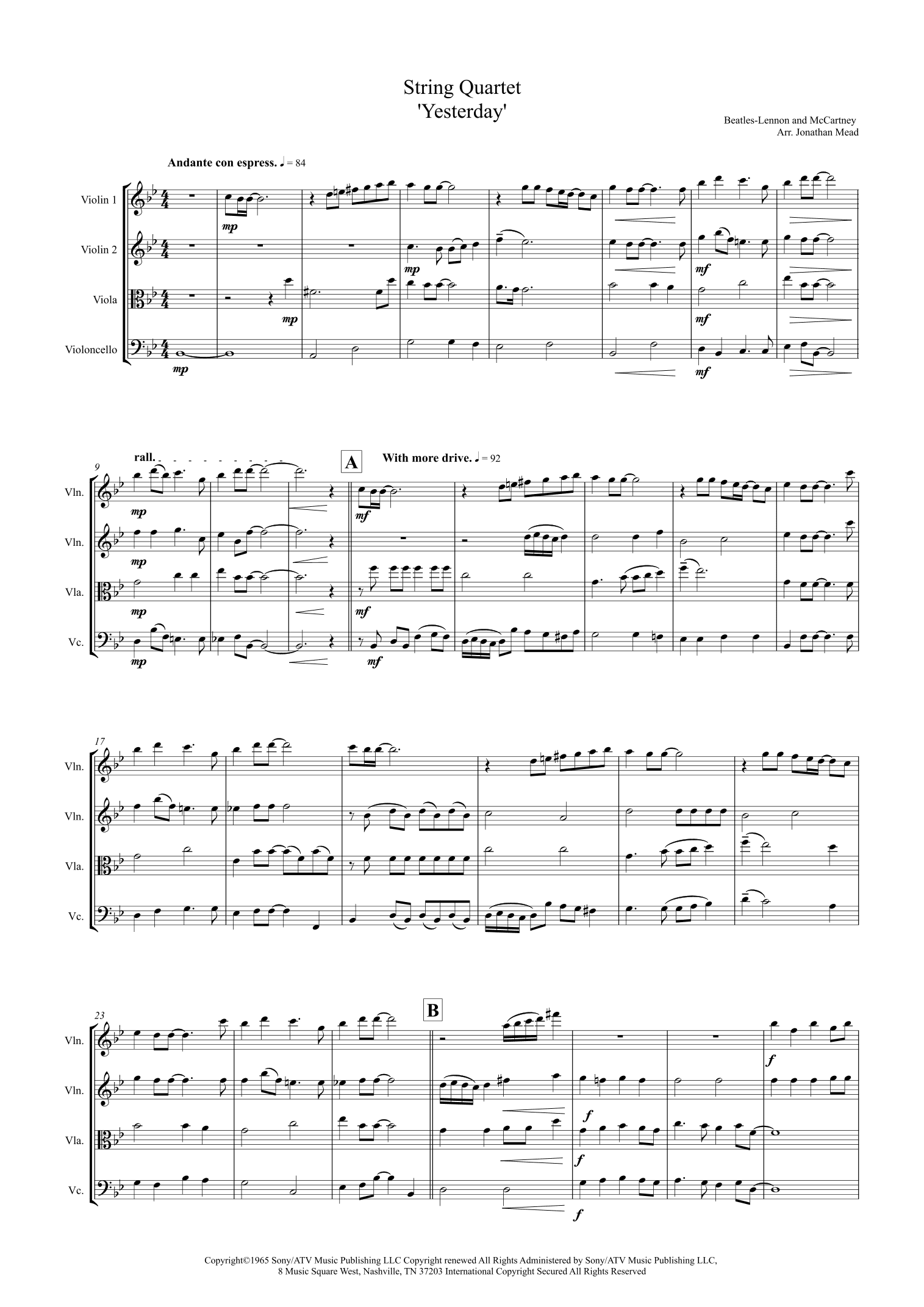 Yesterday (arr. Jonathan Mead)