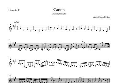 Canon - Johann Pachelbel (Wedding/Reduced Version) for Horn in F Solo (arr. Fabio Britto)