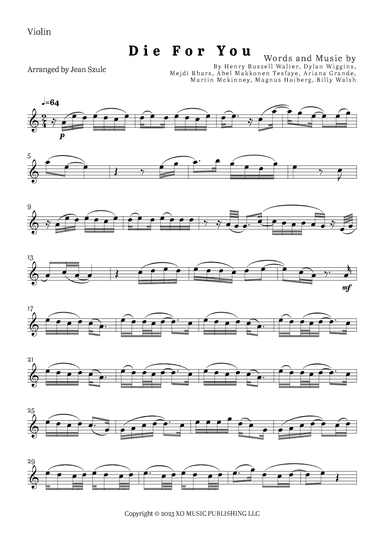 Die For You Remix (arr. Jean Szulc)