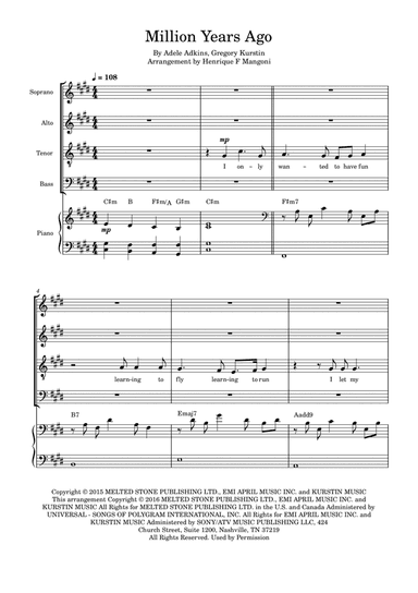 Million Years Ago (arr. Henrique F Mangoni)