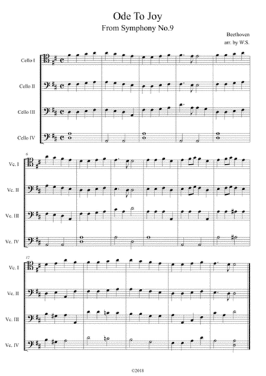 Beethoven- Ode to Joy for 4 celli (arr. Wendy Shih)