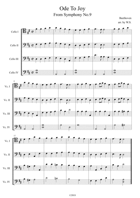 Beethoven- Ode to Joy for 4 celli (arr. Wendy Shih)