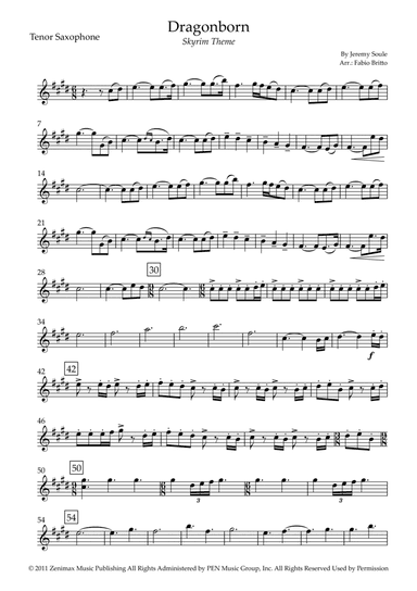 Dragonborn (skyrim Theme) (arr. Fabio Britto)