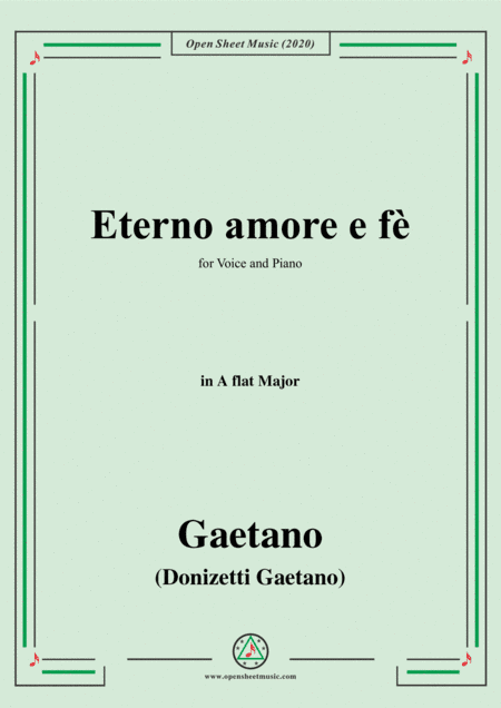 Donizetti-Eterno amore e fè,in A flat Major,for Voice and Piano (arr. MSM)