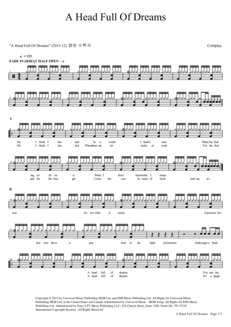 A Head Full Of Dreams (arr. COPYDRUM)