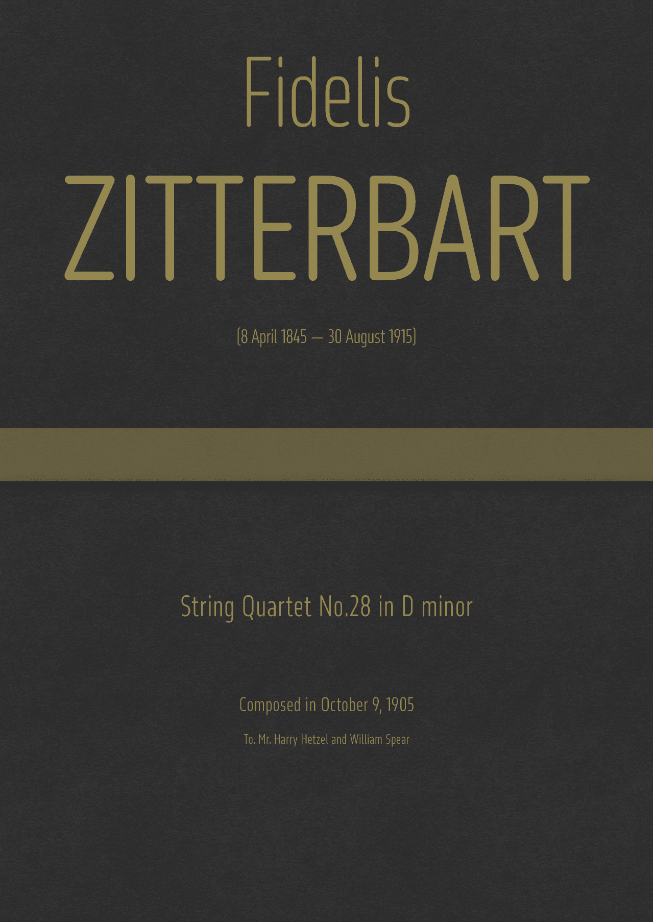 Zitterbart - String Quartet No.28 in D minor (arr. J.G. Cucó Barber)