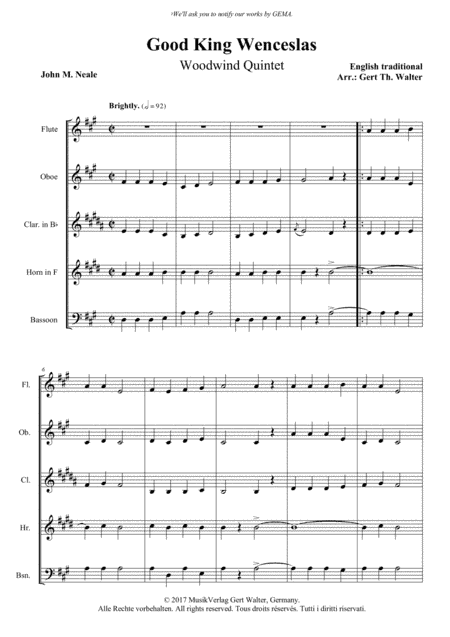 Good King Wenceslas (arr. Gert Th. Walter)