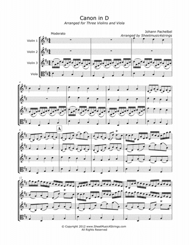 Pachelbel, J. - Canon in D for Three Violins and Viol (arr. Linda M. Scott)