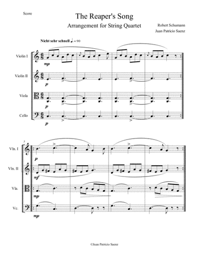 Schumann, R: Album for the Young - The Reaper's Song - Intermediate String Quartet Arrangement (arr. Juan Patricio Saenz)