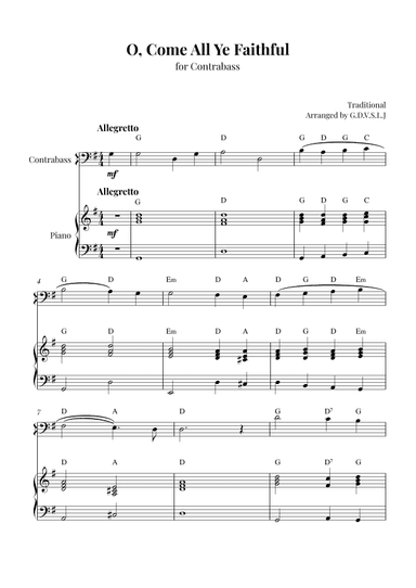 O, Come All Ye Faithful (arr. G.D.V.S.L.J)