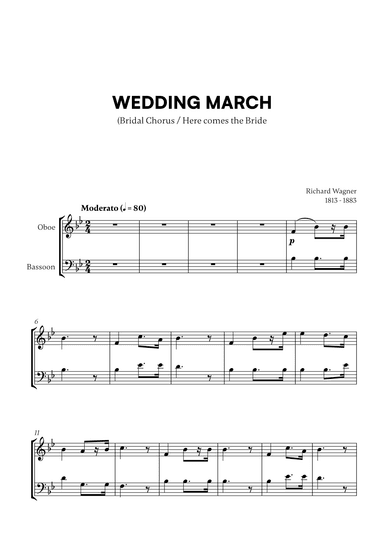 Richard Wagner - Wedding March (Here comes the Bride) (for Oboe and Bassoon) (arr. Cadenza Editions)