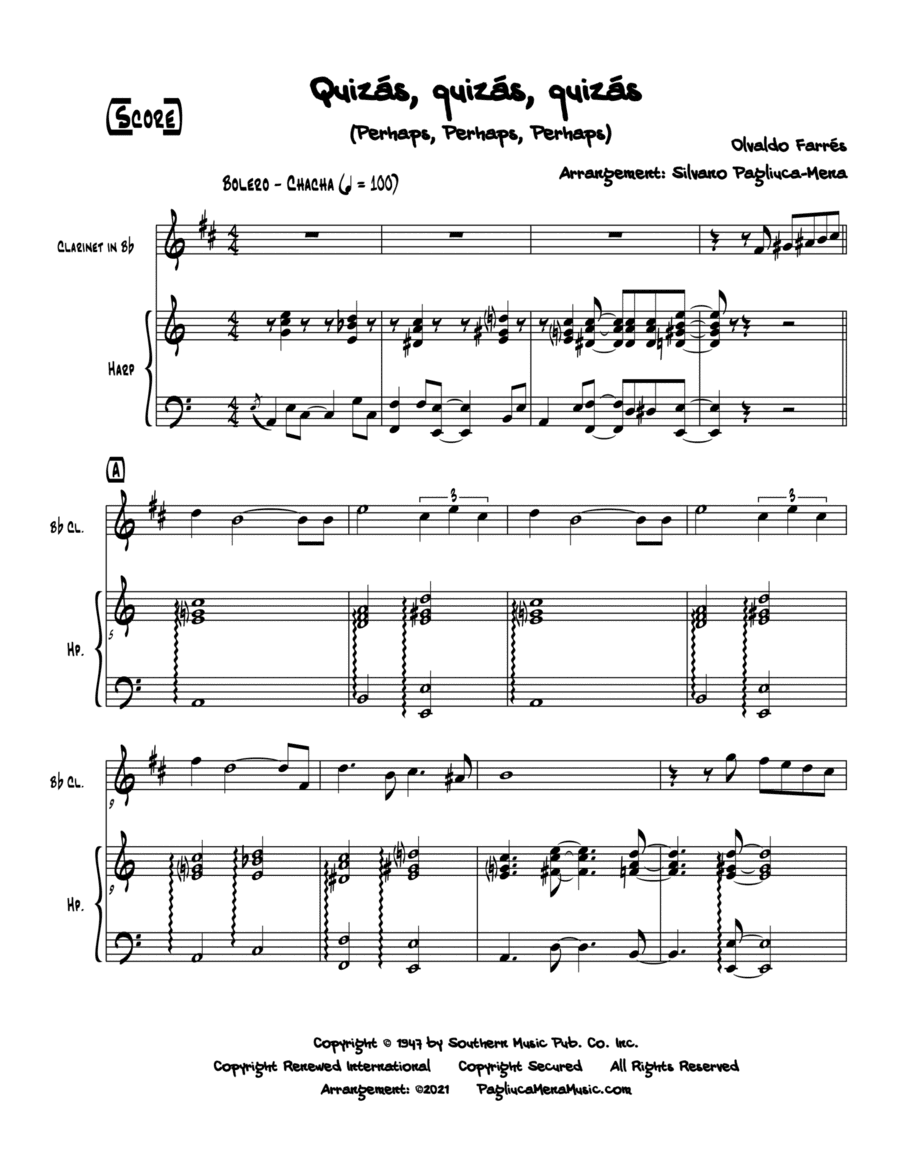 Quizas, Quizas, Quizas (perhaps, Perhaps, Perhaps) (arr. Silvano Pagliuca-Mena)