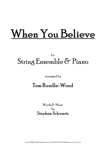 When You Believe (arr. Tom Rundle-Wood)