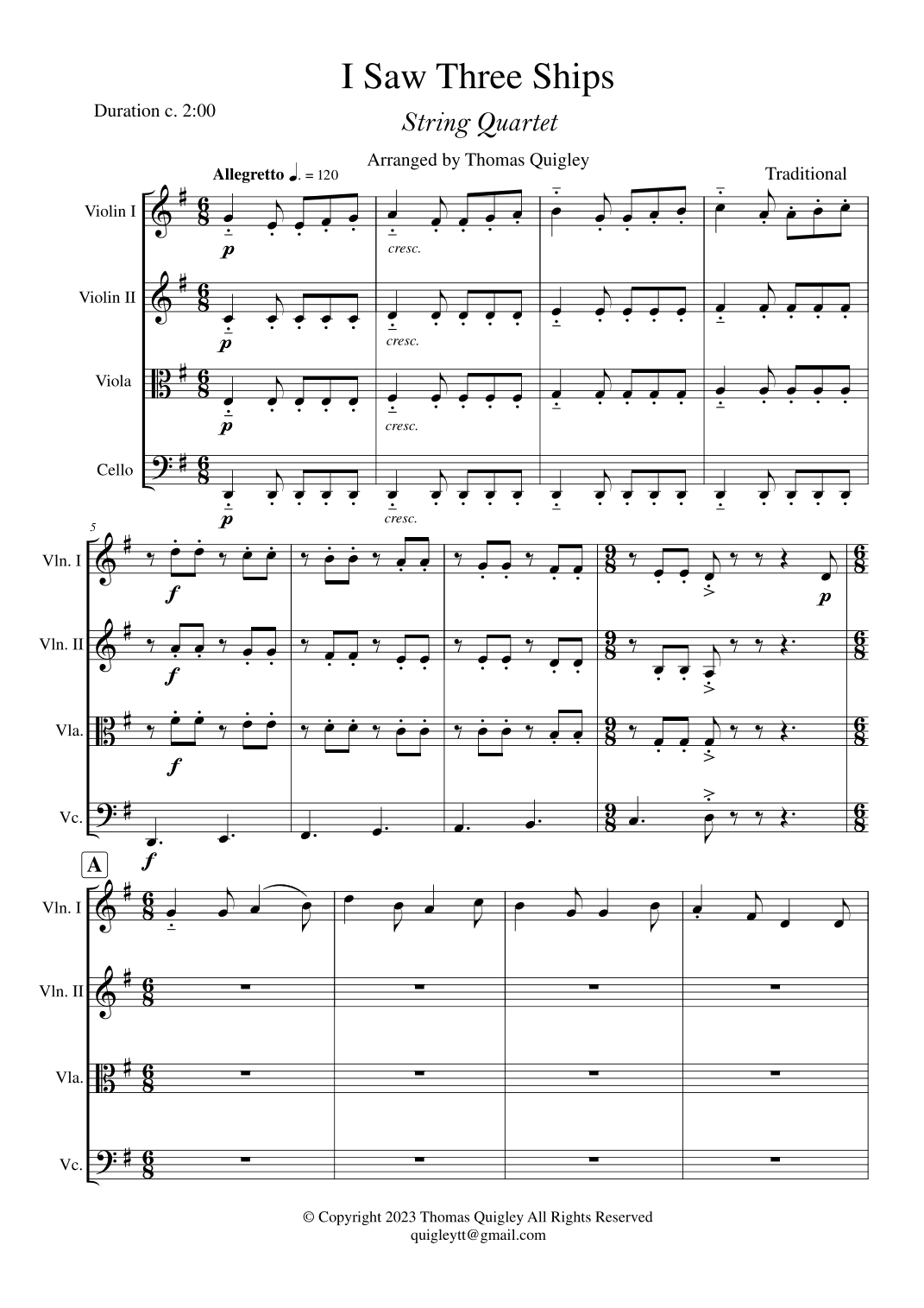 I Saw Three Ships (arr. Thomas Quigley)