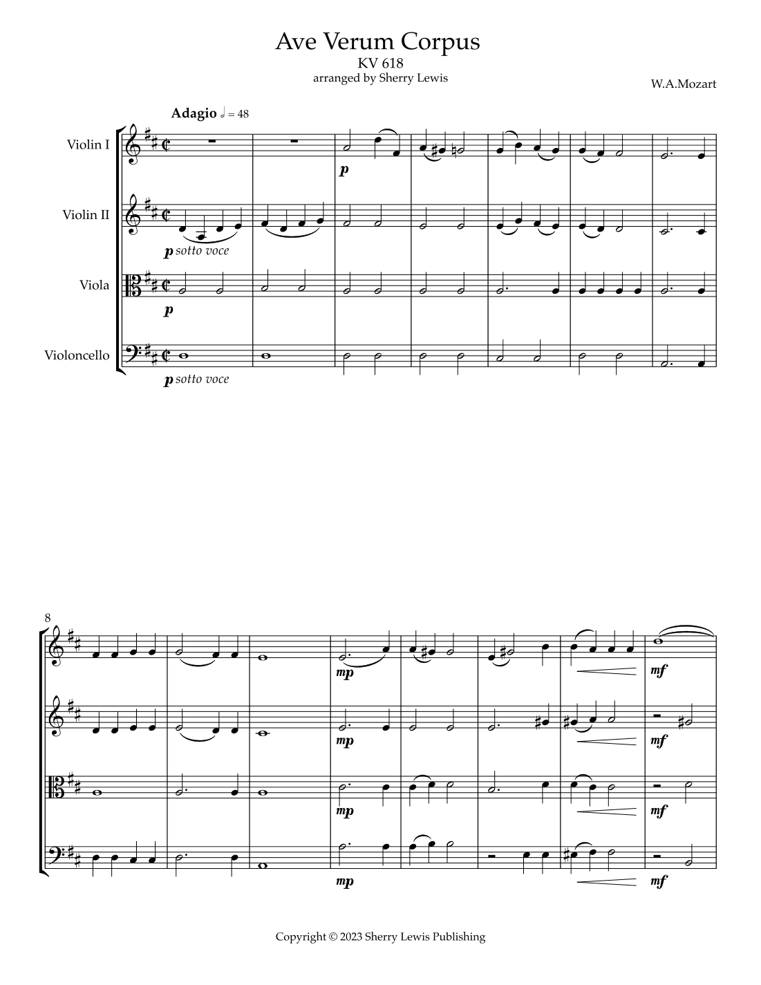 Ave Verum Corpus KV 618 (arr. Sherry Lewis)