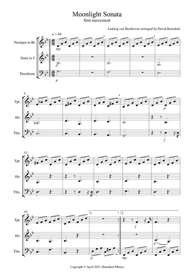 Moonlight Sonata (1st Movement) for Brass Trio (arr. David Burndrett)
